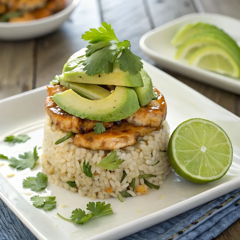 Honey Lime Chicken Avocado Rice Stack Recipe 2 Honey Lime Chicken Avocado Rice Stack