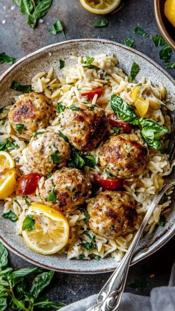 Lemon Garlic Meatballs Orzo Recipe 1 Lemon Garlic Meatballs Orzo