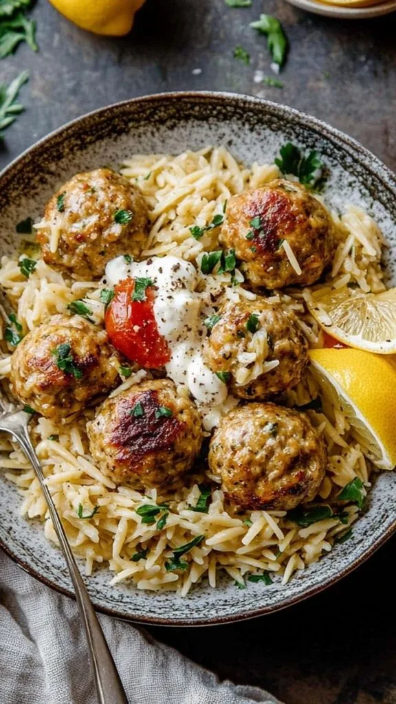 Lemon Garlic Meatballs Orzo Recipe 3 Lemon Garlic Meatballs Orzo