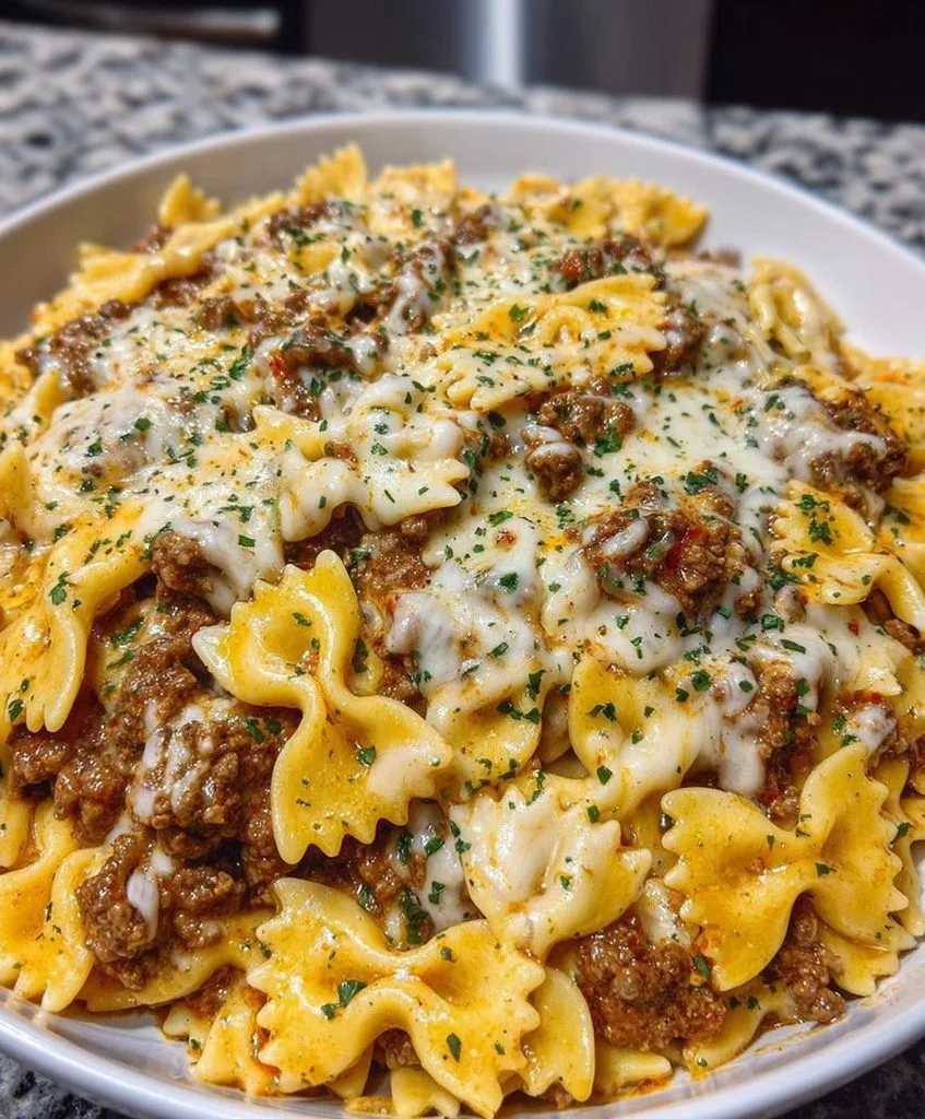 Creamy Parmesan Garlic Beef Bowtie Pasta Recipe 3 Creamy Parmesan Garlic Beef Bowtie Pasta