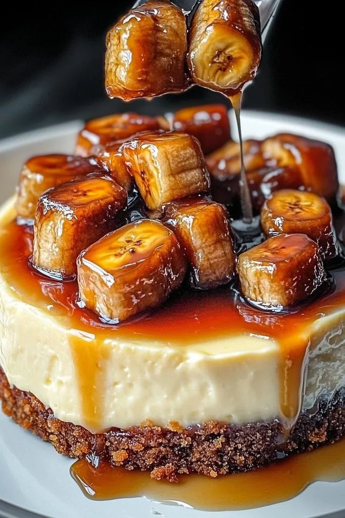 Caramelized Banana Cheesecake with Rum Glaze Recipe 1 Caramelized Banana Cheesecake with Rum Glaze