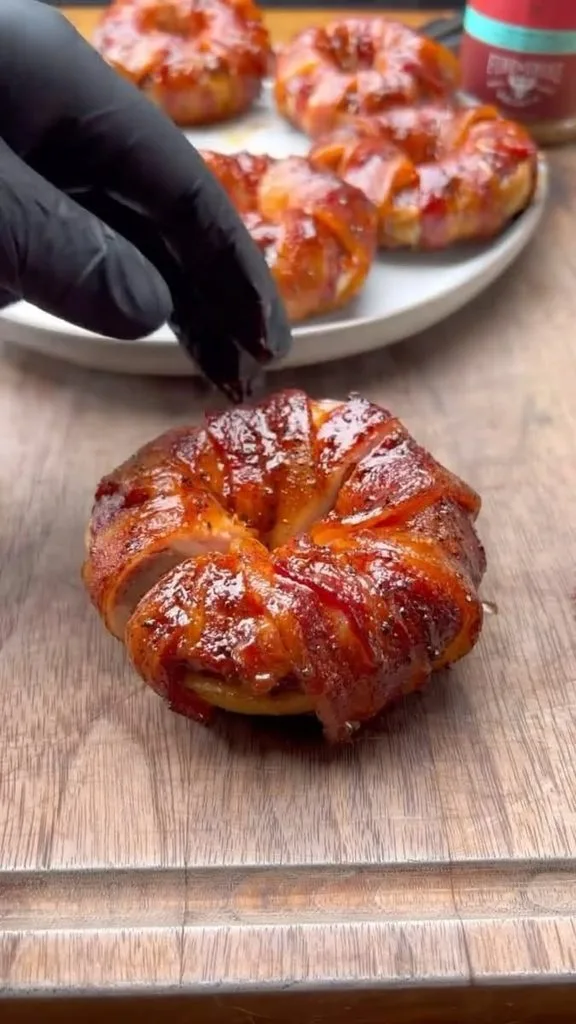 Bacon Wrapped Burger Stuffed Onion Rings