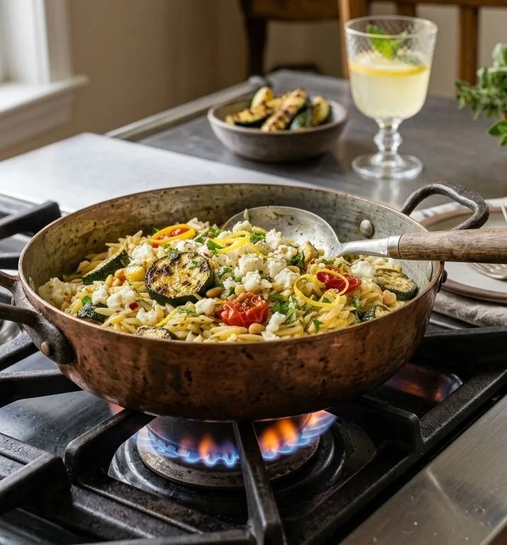 Greek Lemon Orzo with Roasted Zucchini
