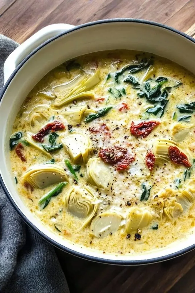 Lemony Tuscan Artichoke Soup Recipe