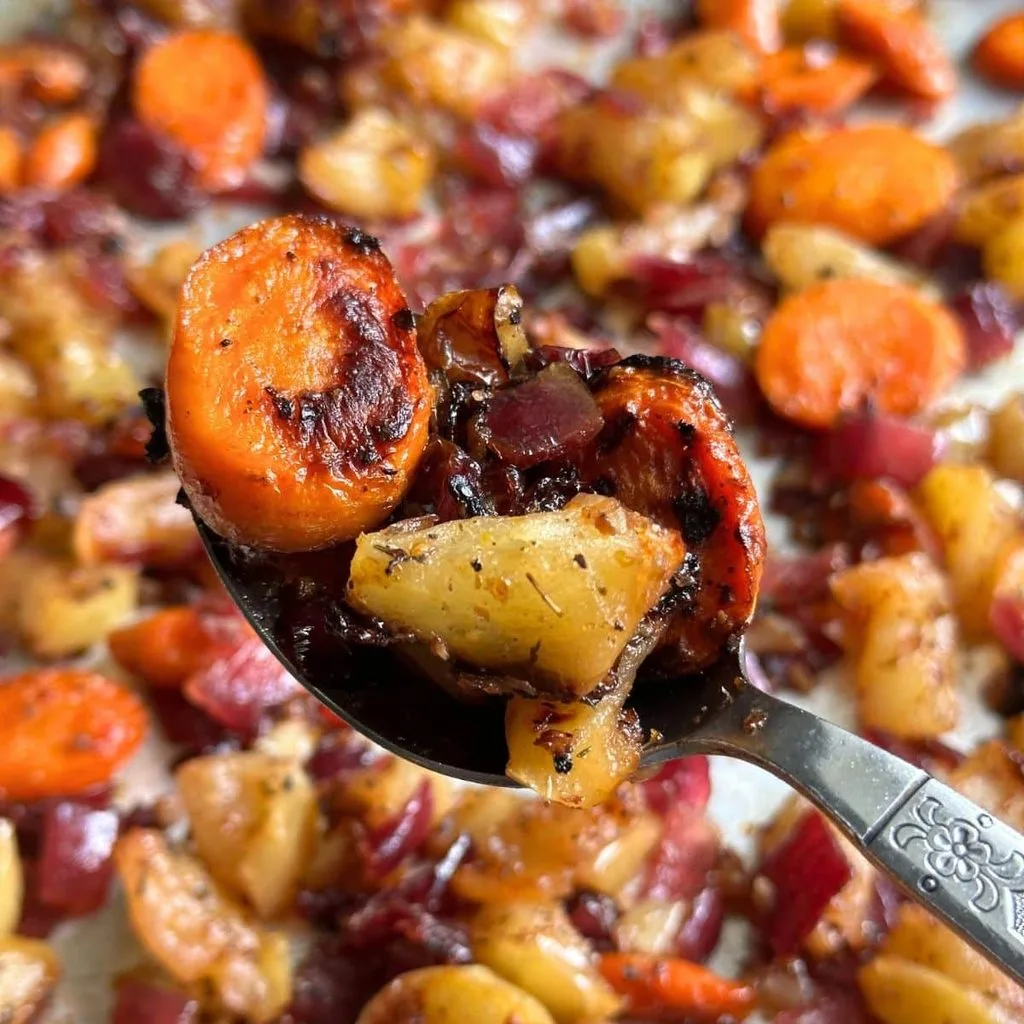 Maple Dijon Roasted Carrots and Apples