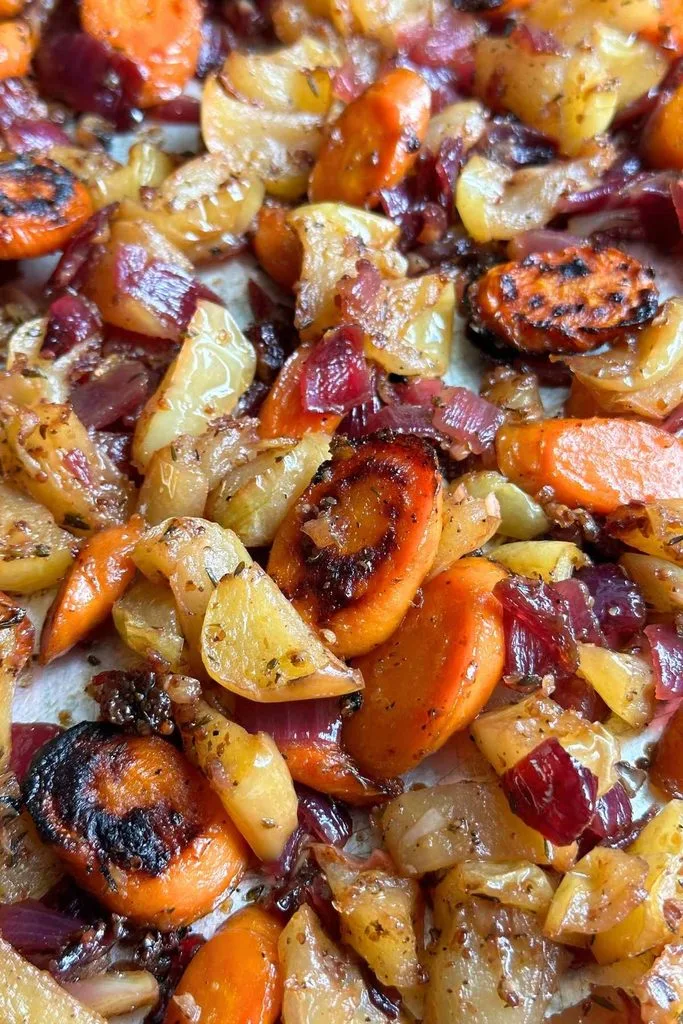 Maple Dijon Roasted Carrots and Apples