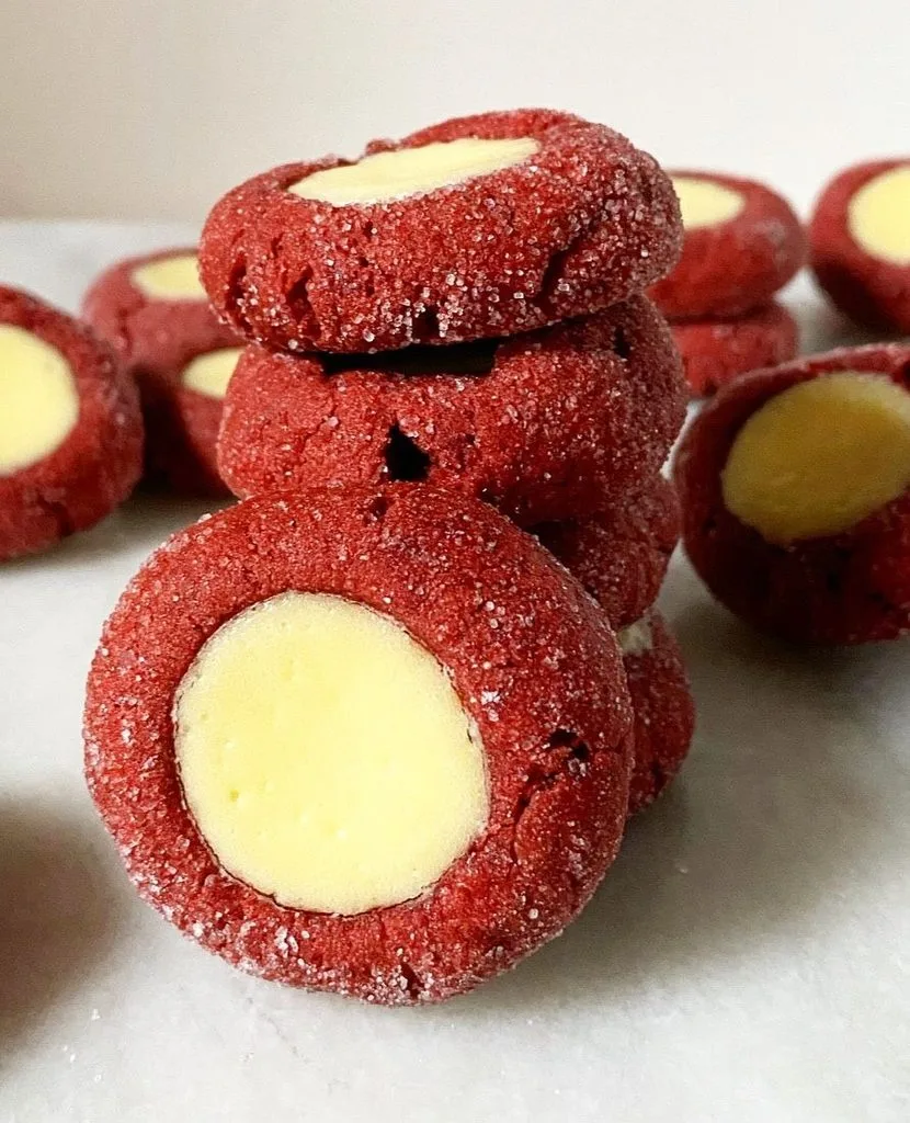 Red Velvet Cheesecake Thumbprints Recipe 3 Red Velvet Cheesecake Thumbprints