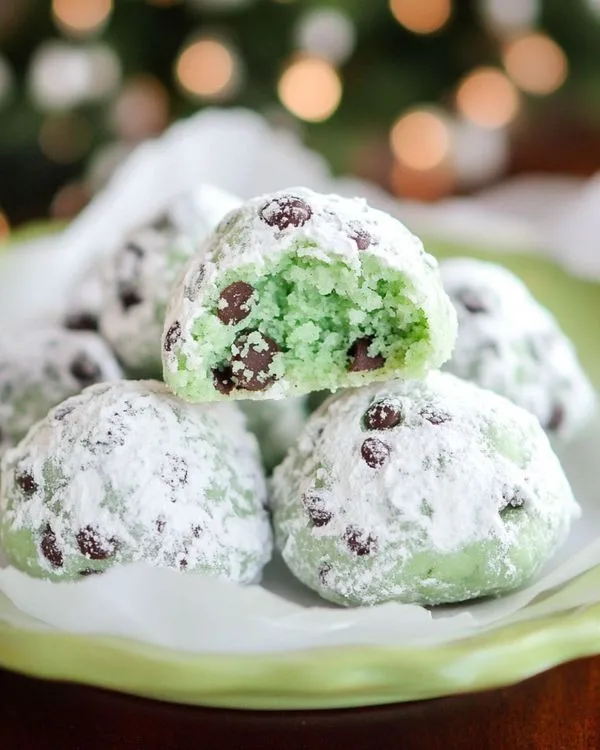 Mint Chocolate Chip Snowball Cookies Recipe 3 Mint Chocolate Chip Snowball Cookies