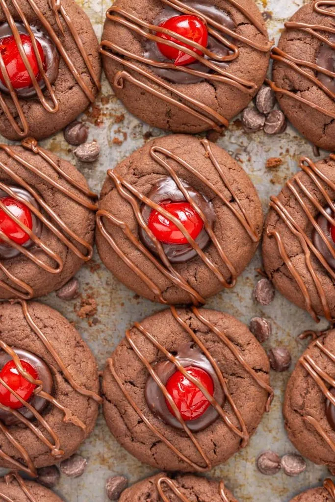 Chocolate Cherry Thumbprint Cookies Recipe 1 Chocolate Cherry Thumbprint Cookies