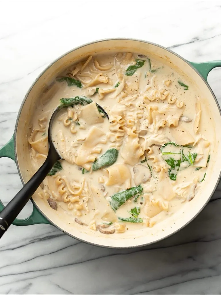 Creamy White Chicken Lasagna Soup