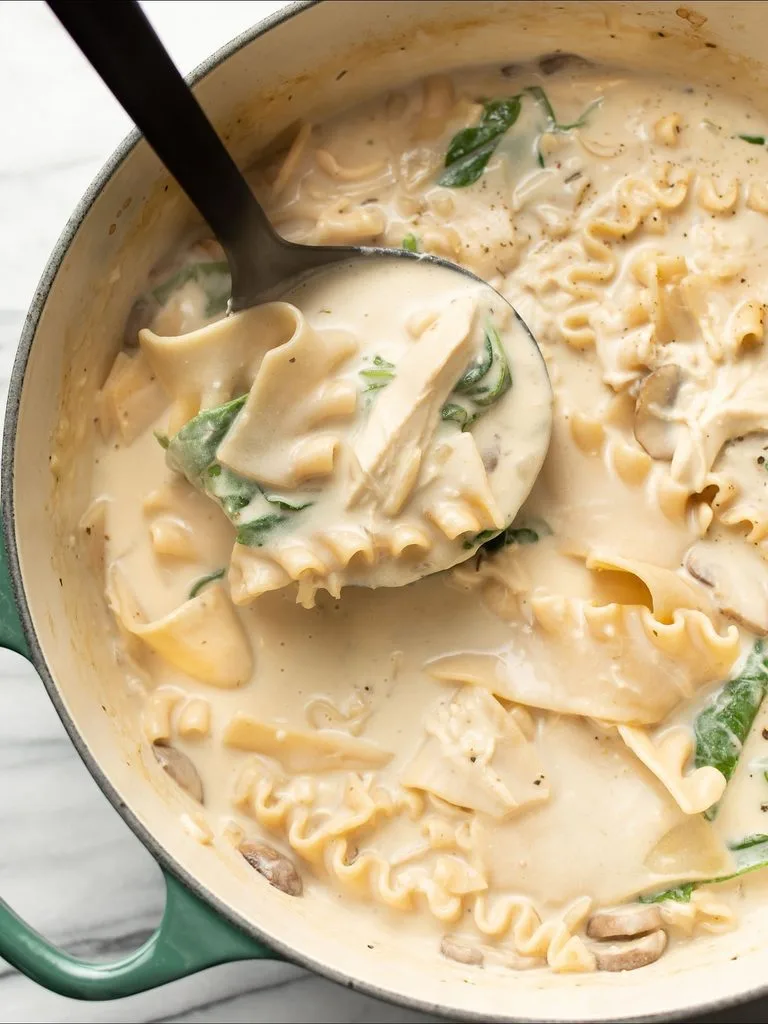 Creamy White Chicken Lasagna Soup