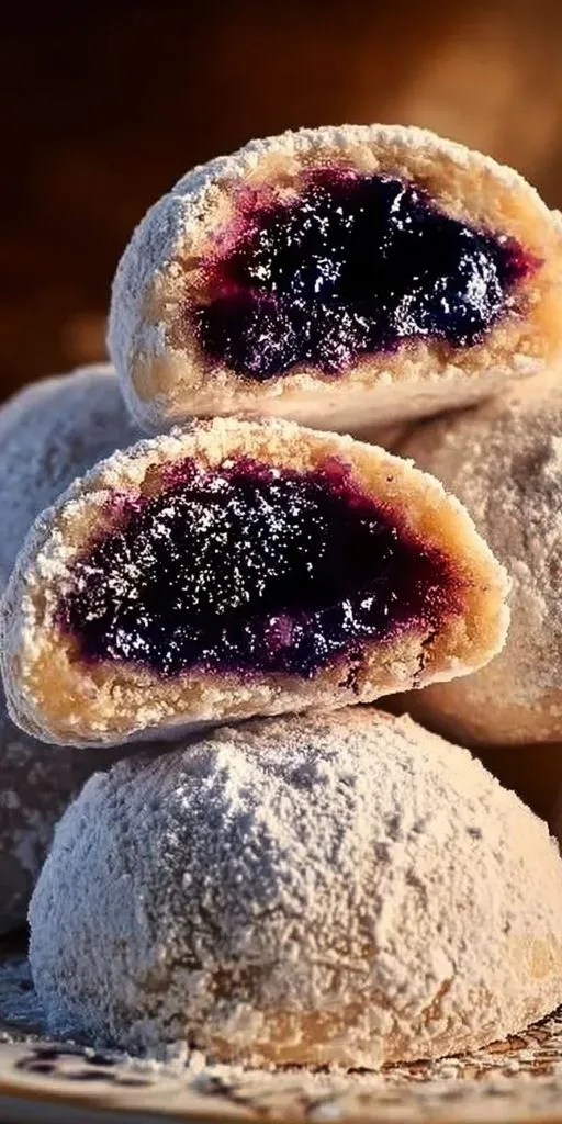 Almond Snowball Cookies With Blueberry Filling Recipe 1 Almond Snowball Cookies With Blueberry Filling