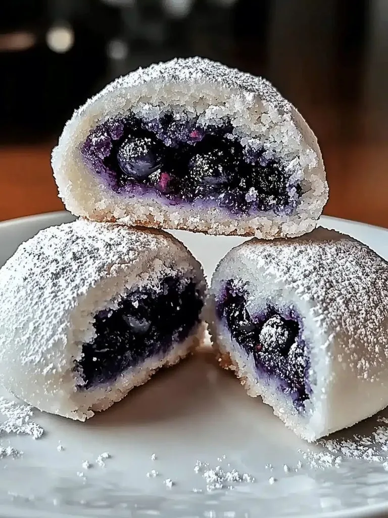 Almond Snowball Cookies With Blueberry Filling Recipe 3 Almond Snowball Cookies With Blueberry Filling
