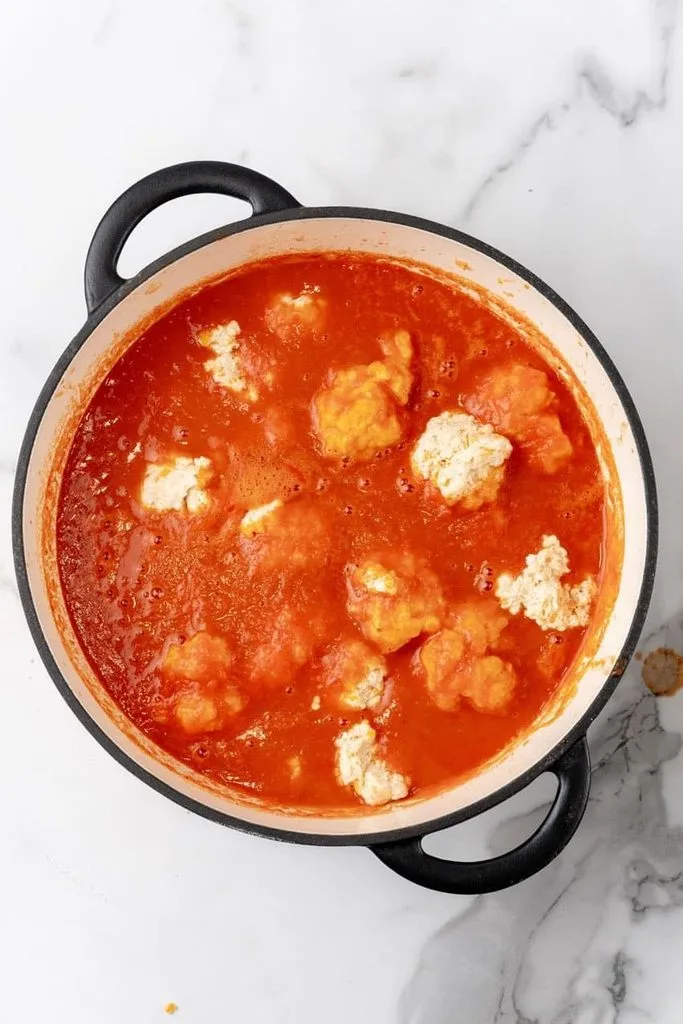 Tomato Soup with Cheddar Bay Dumplings Recipe 2 Tomato Soup with Cheddar Bay Dumplings