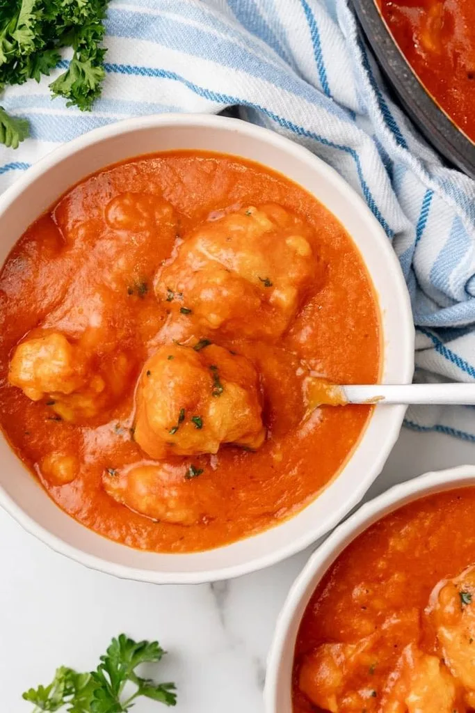 Tomato Soup with Cheddar Bay Dumplings Recipe 3 Tomato Soup with Cheddar Bay Dumplings