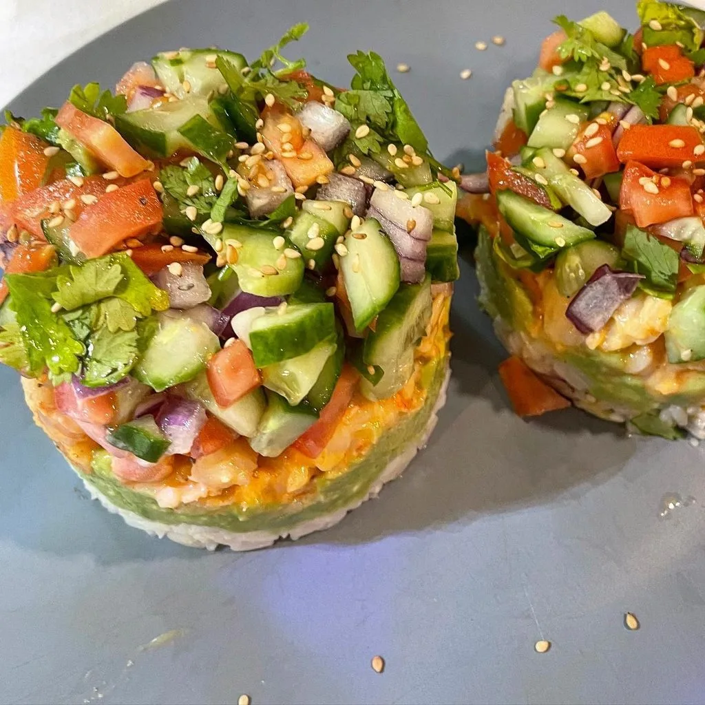 Spicy Shrimp Sushi Stacks Recipe 1 Spicy Shrimp Sushi Stacks