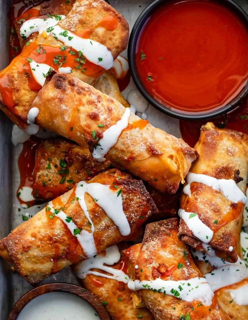 Buffalo Chicken Dip Egg Rolls