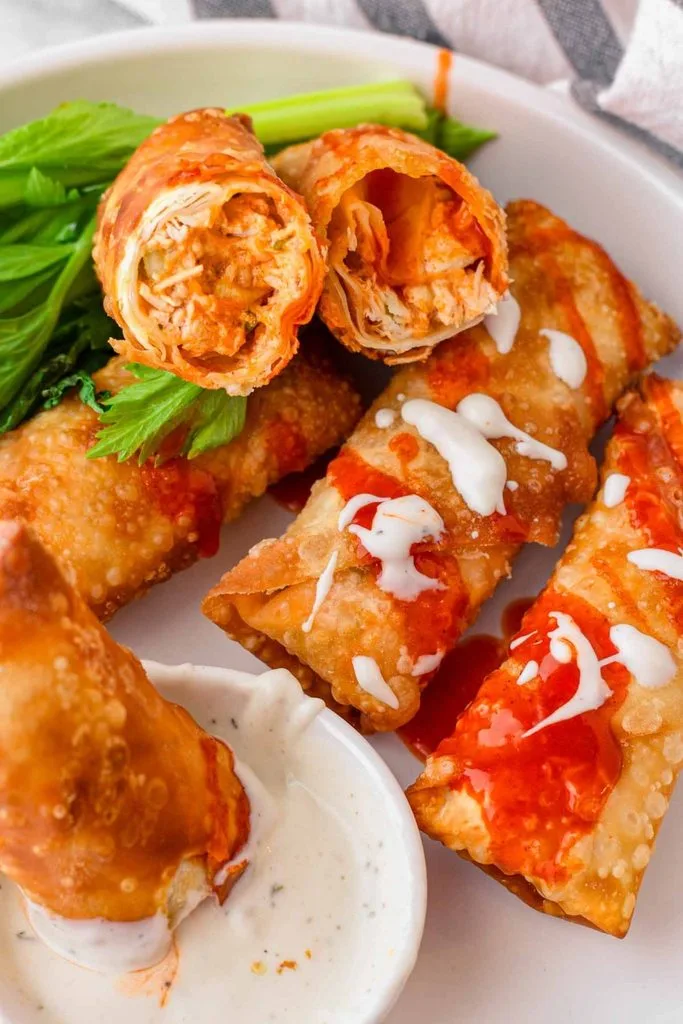 Buffalo Chicken Dip Egg Rolls