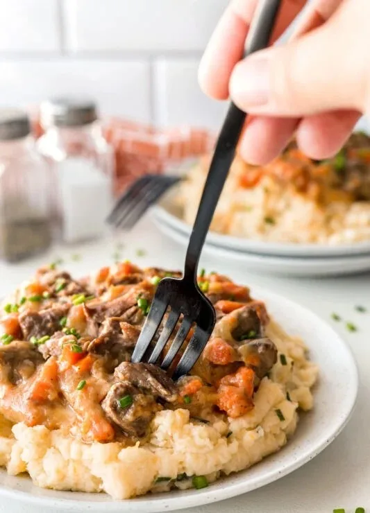 Fall Apple Cider Beef Stew over Mashed Potatoes Recipe 2 Fall Apple Cider Beef Stew over Mashed Potatoes