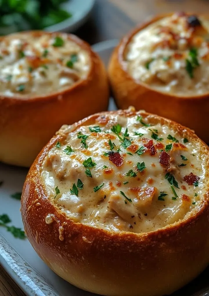 Chicken Alfredo Garlic Bread Bowls Recipe 7 Chicken Alfredo Garlic Bread Bowls