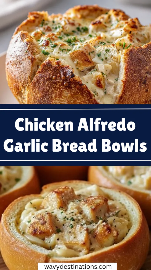 Chicken Alfredo Garlic Bread Bowls Recipe 1 Chicken Alfredo Garlic Bread Bowls