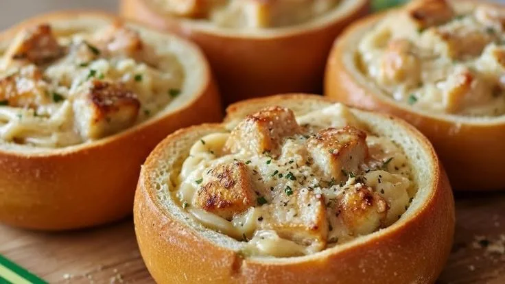 Chicken Alfredo Garlic Bread Bowls Recipe 2 image 520