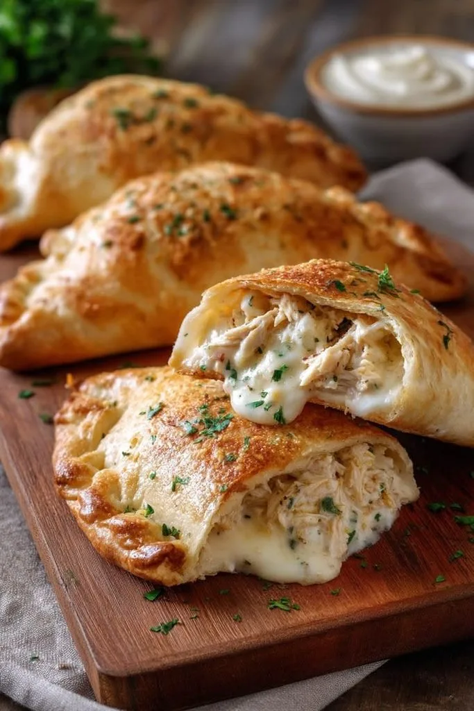 Crispy Cheesy Chicken Alfredo Calzones Recipe 4 Crispy Cheesy Chicken Alfredo Calzones Recipe