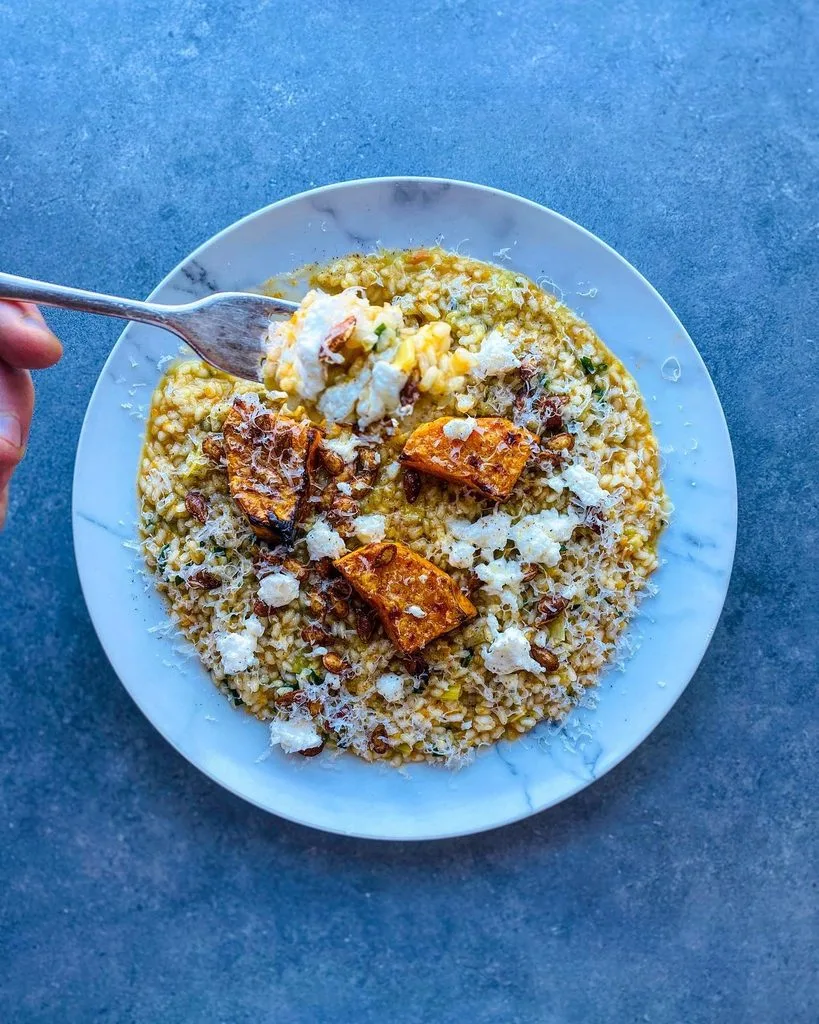 Baked Pumpkin Goat Cheese Risotto Recipe 4 Baked Pumpkin Goat Cheese Risotto