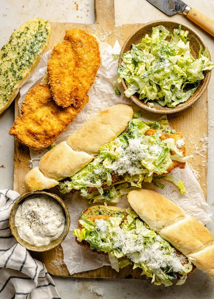 Garlic Bread Chicken Caesar Salad Subs Recipe 4 Garlic Bread Chicken Caesar Salad Subs Recipe