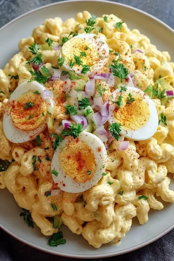 Creamy Deviled Egg Macaroni Salad