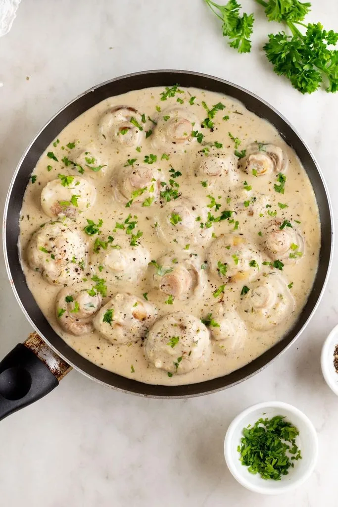 Creamy Garlic Parmesan Mushrooms Recipe 2 Creamy Garlic Parmesan Mushrooms