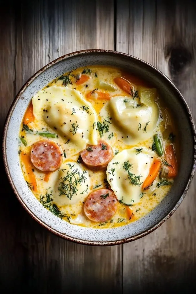 Creamy Dill Pierogi Soup