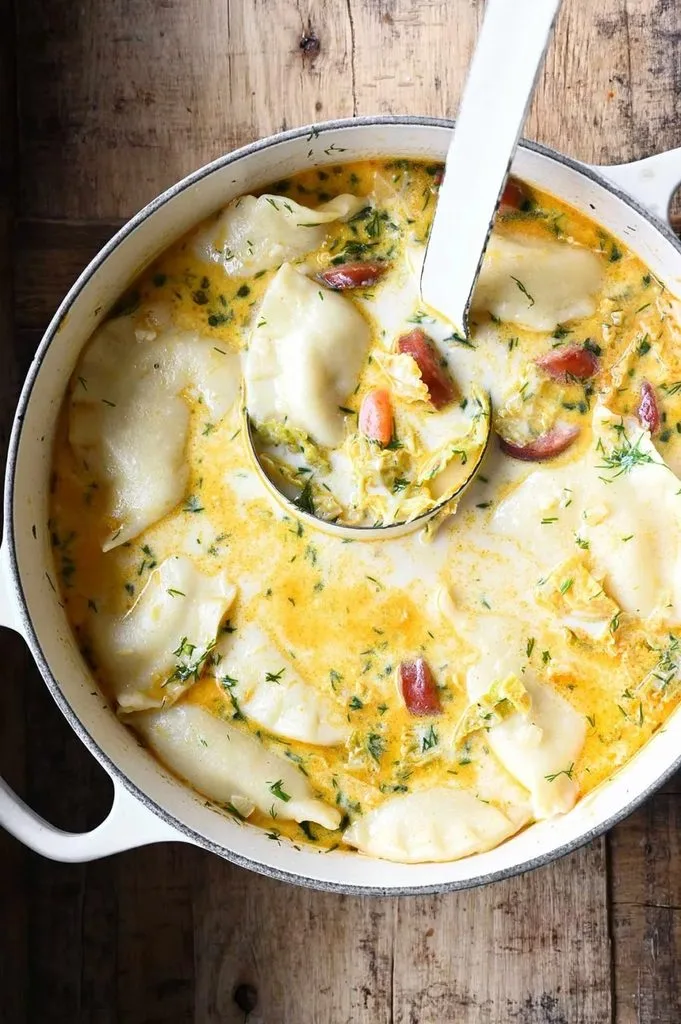 Creamy Dill Pierogi Soup