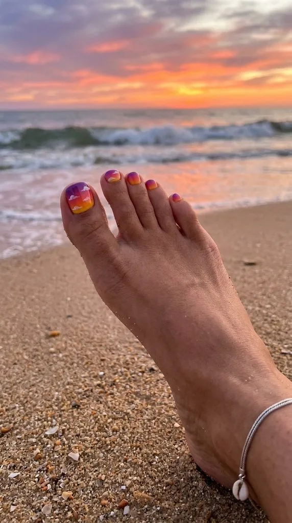 10 Summer Beach Nails Ideas for a Bright Coastal Look in 2026 5 Sunset Ombre Beach Nails