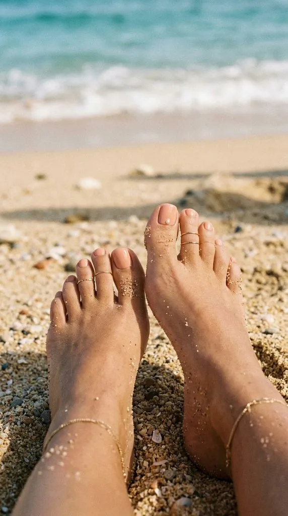 12 Beach Pedicure Ideas for a Stylish Summer Look 11 Peachy Nude Beach Pedicure