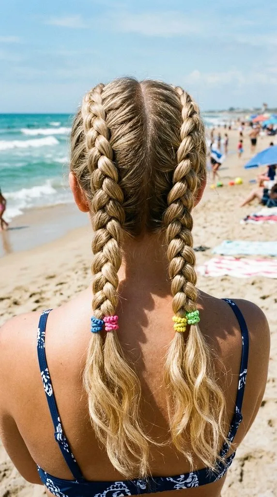 11 Beach Hairstyles for Summer That Look Cute and Chic 3 Double Dutch Braids