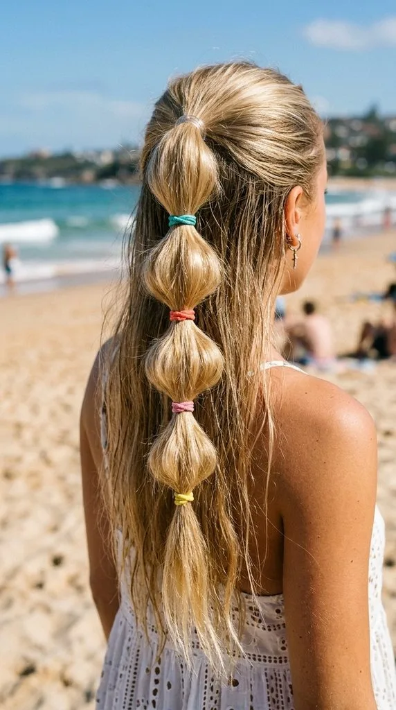 11 Beach Hairstyles for Summer That Look Cute and Chic 7 Bubble Ponytail