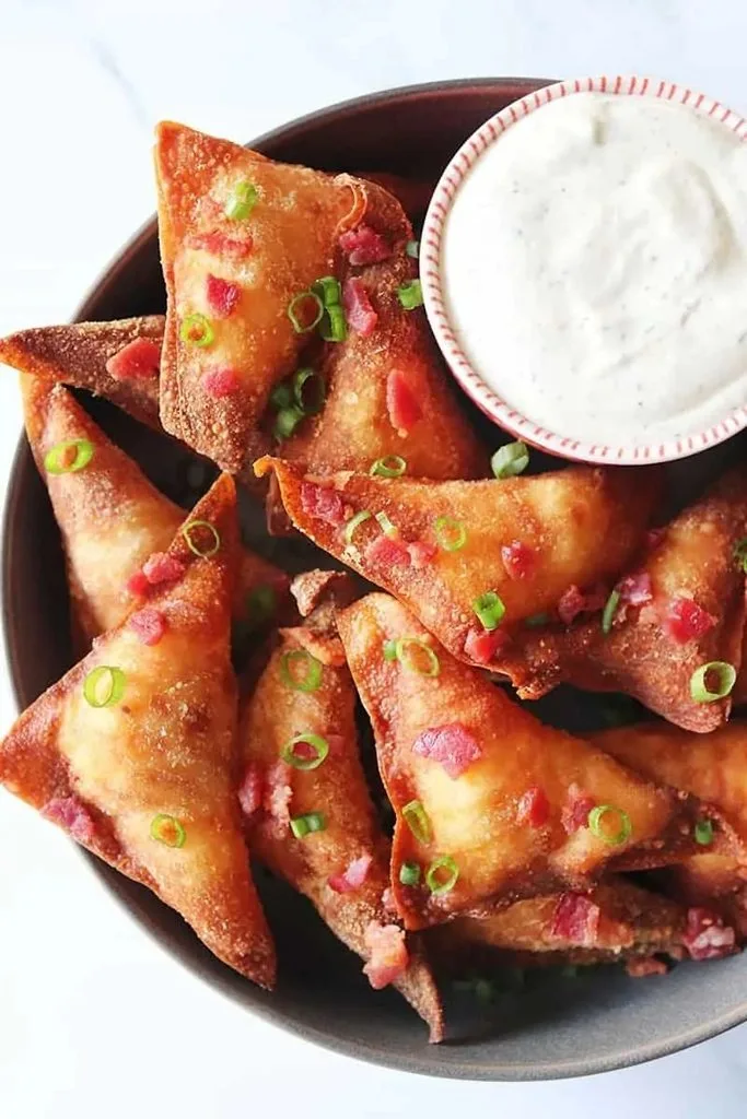 Air Fryer Loaded Mashed Potato Wontons