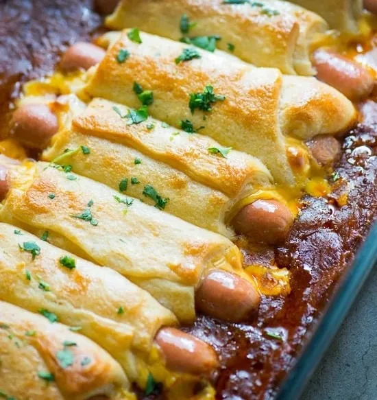 Chili Cheese Crescent Hot Dog Bake