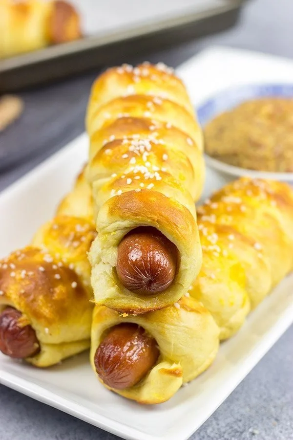 Soft Baked Cheesy Pretzel Dogs Recipe 2 Soft Baked Cheesy Pretzel Dogs Recipe