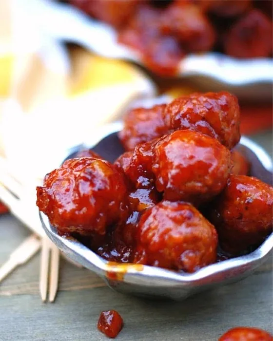 Whiskey Peach BBQ Meatballs Recipe 3 Whiskey Peach BBQ Meatballs