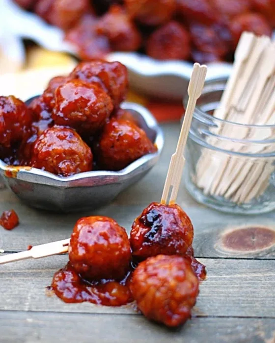 Whiskey Peach BBQ Meatballs Recipe 4 Whiskey Peach BBQ Meatballs