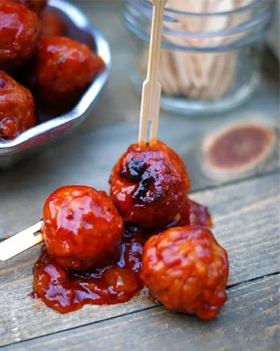 Whiskey Peach BBQ Meatballs Recipe 2 Whiskey Peach BBQ Meatballs