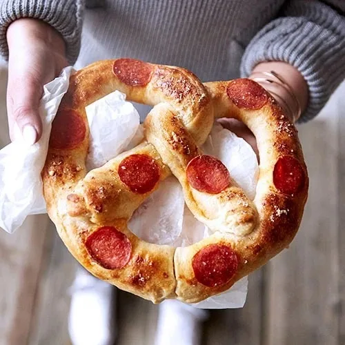 Pepperoni Soft Pretzel Pizzas