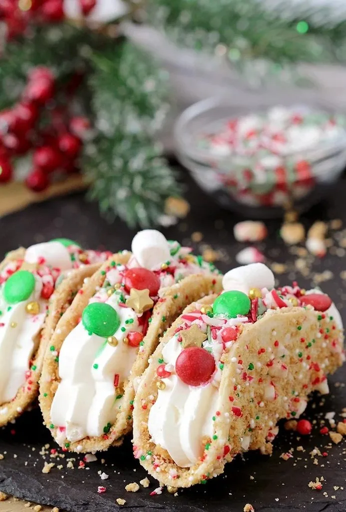 Christmas Cheesecake Tacos