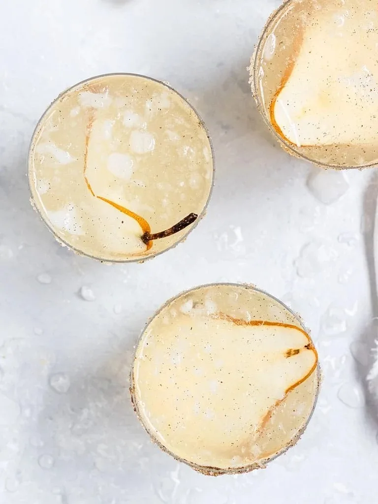 Pear Vanilla Gin Fizz Cocktail