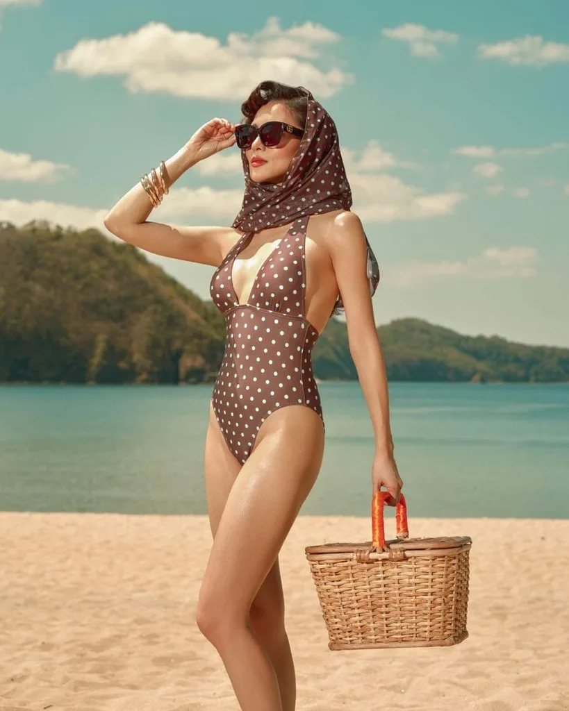 Polka Dot Bikini With a Retro Headscarf