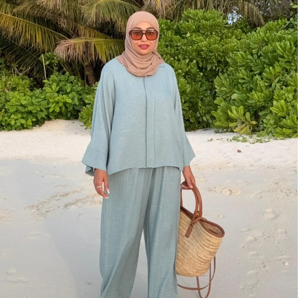 15 Beach Outfit Hijab Baddie Looks for a Chic Summer 9 Sage Green Beach Co-Ord