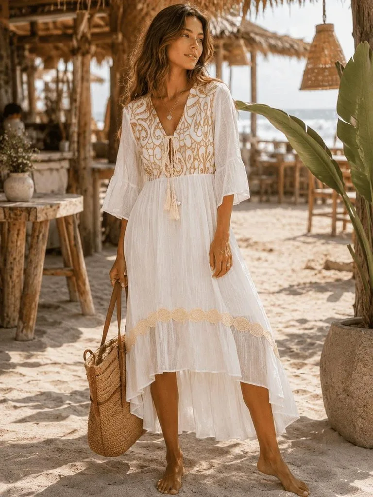 Crochet Dress With a High-Low Hem