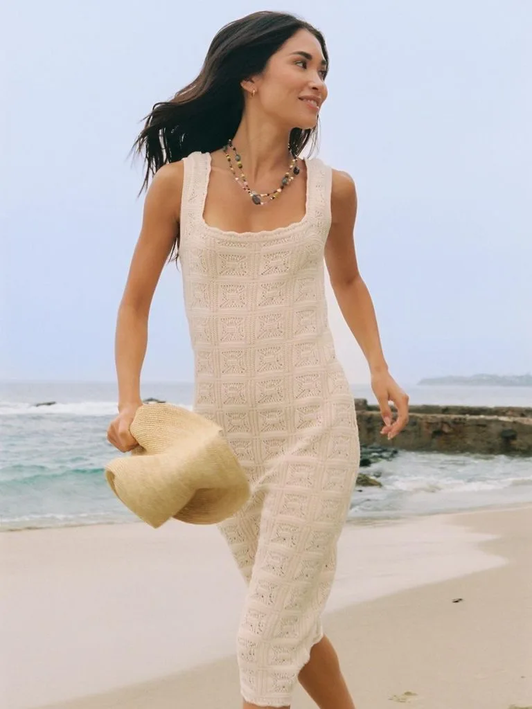 Crochet Dress With a Square Neckline